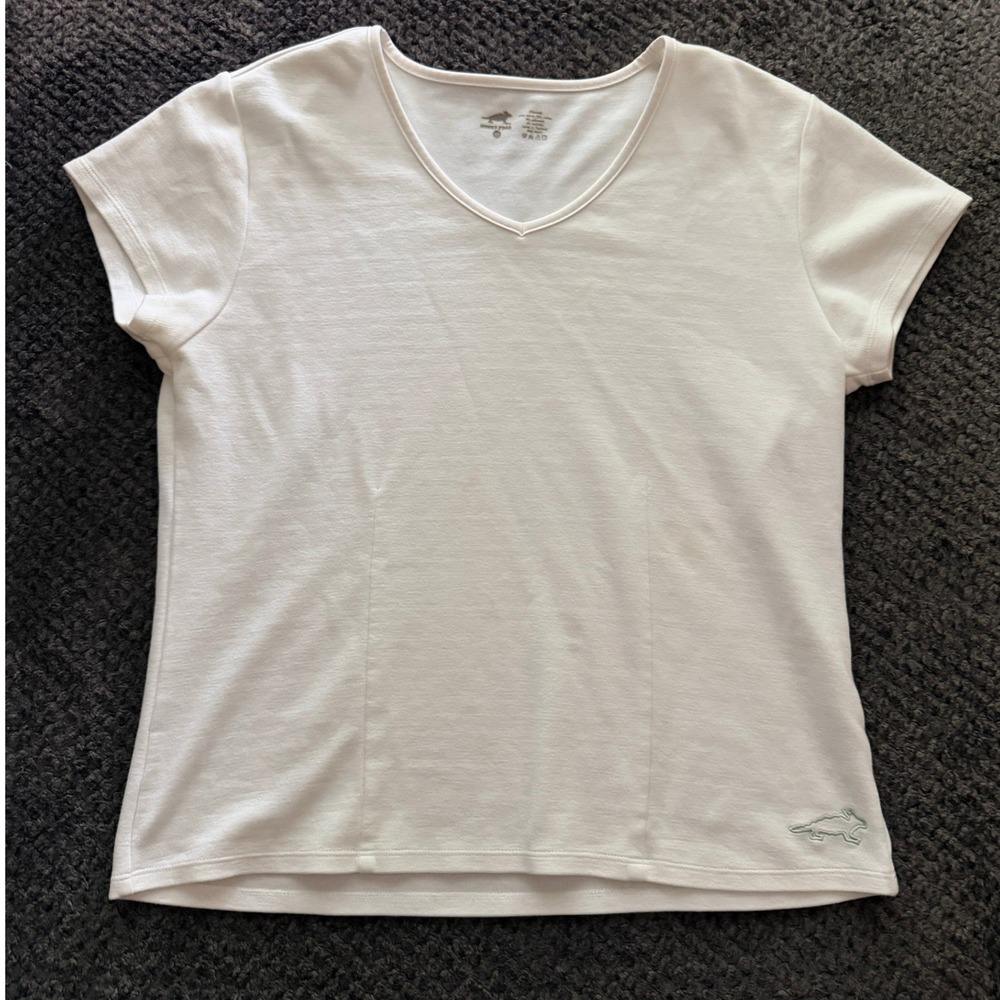 Horny Toad T-Shirt Womens M White V-Neck Gorpcore Short Sleeve Activewear Tee